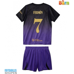 Billiga Barcelona Fermin Lopez #7 Bortatröja Barn 2026-27 Kortärmad (+ Korta byxor)
